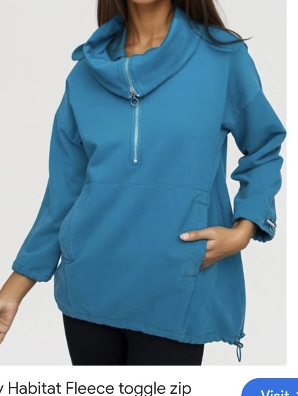 Liv by Habitat Blue Fleece Toggle Half-Zip Pullover Top Sz.XL NWT